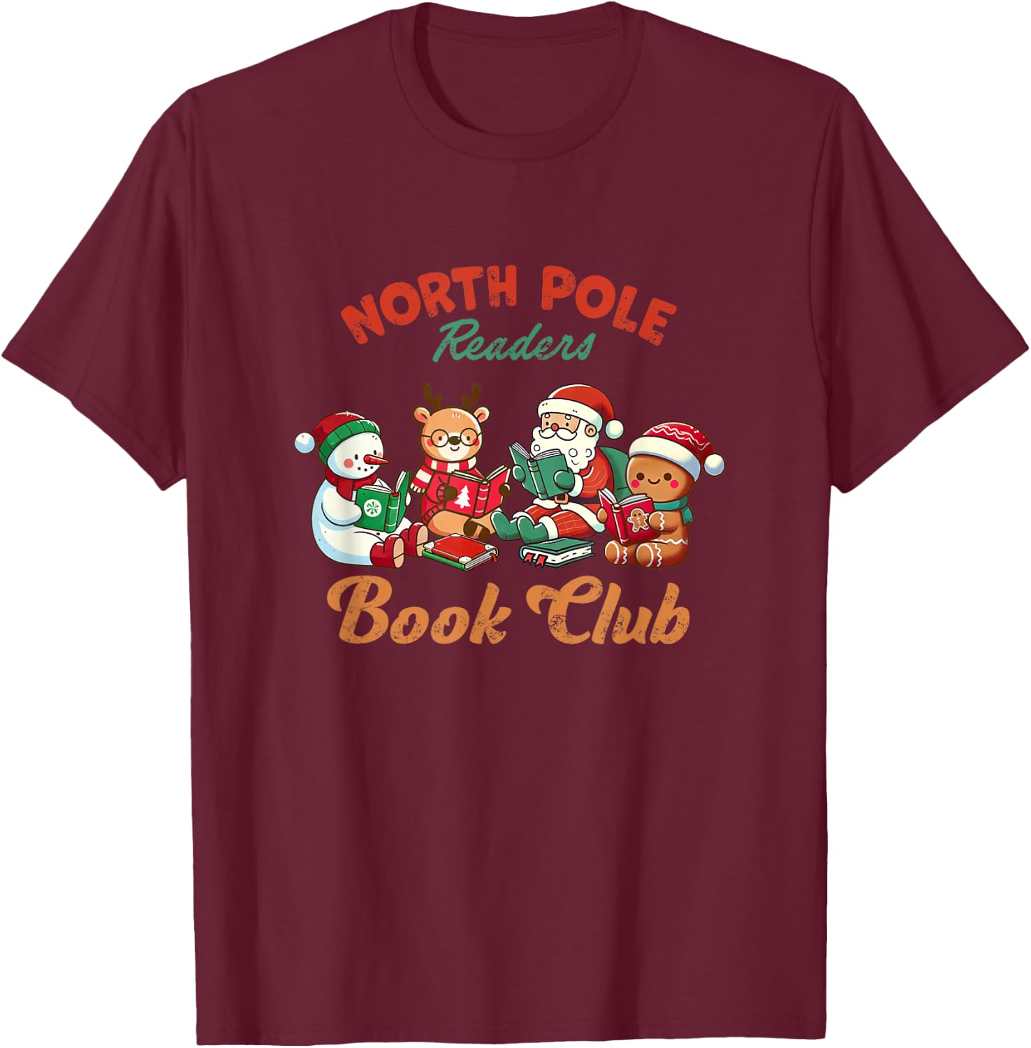 North Pole Readers Book Club Reading Book Christmas T-Shirt - T-Shirt | Maroon