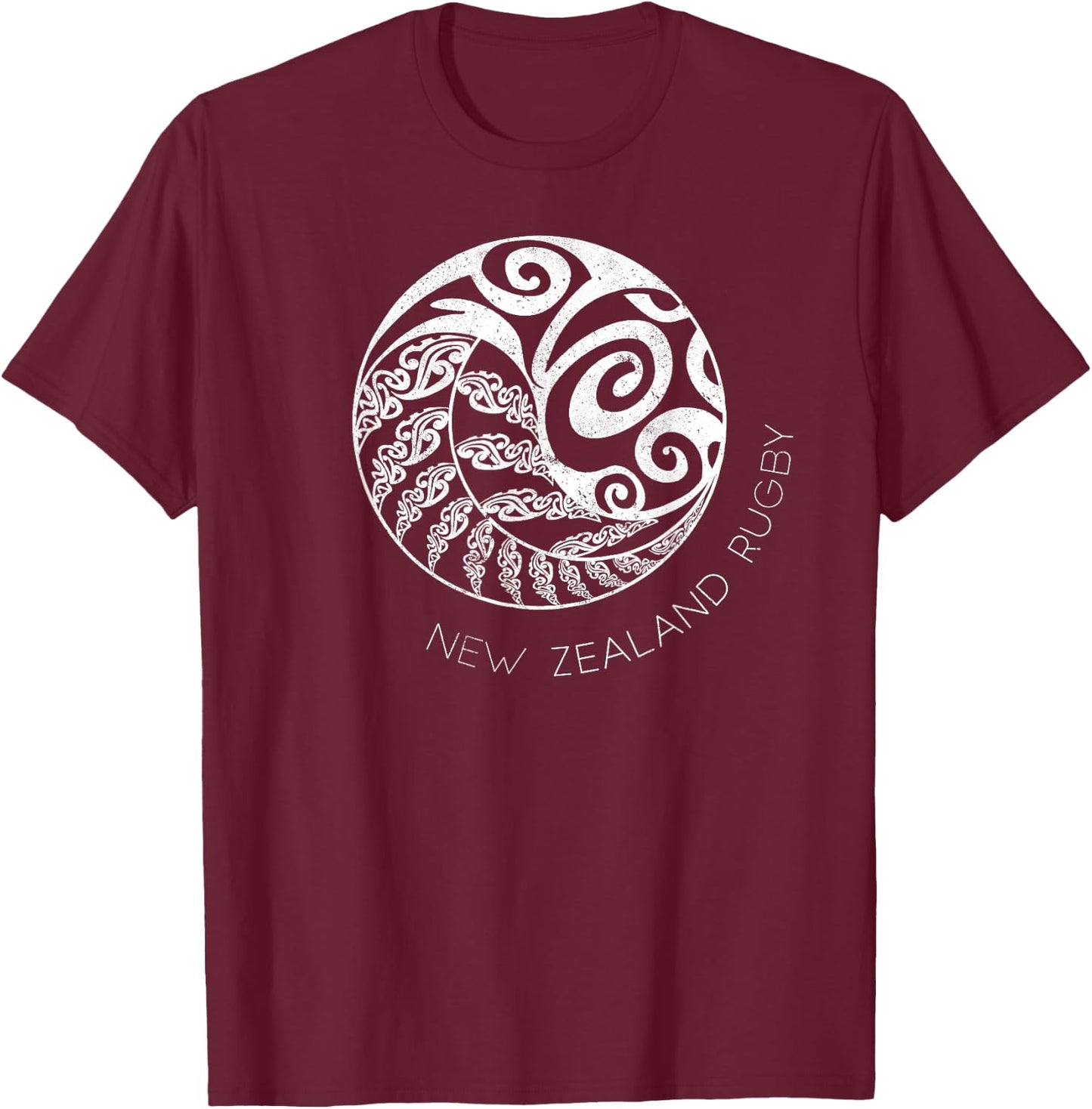 New Zealand Rugby Maori Inspired Kiwi & Silver Fern+ T-Shirt - T-Shirt | Maroon