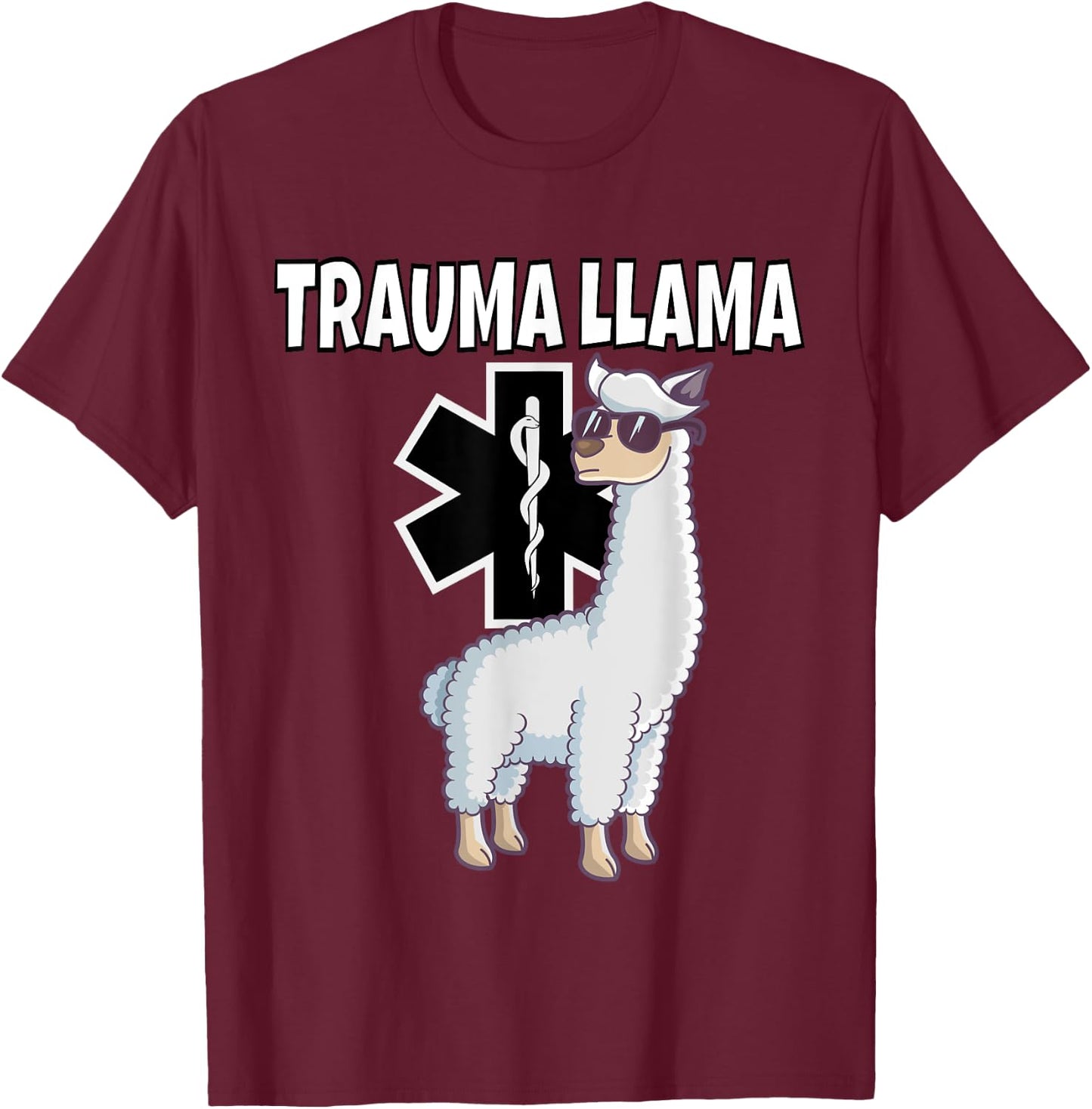 Funny Trauma Llama EMT Medic EMS Gift T-Shirt - T-Shirt | Maroon