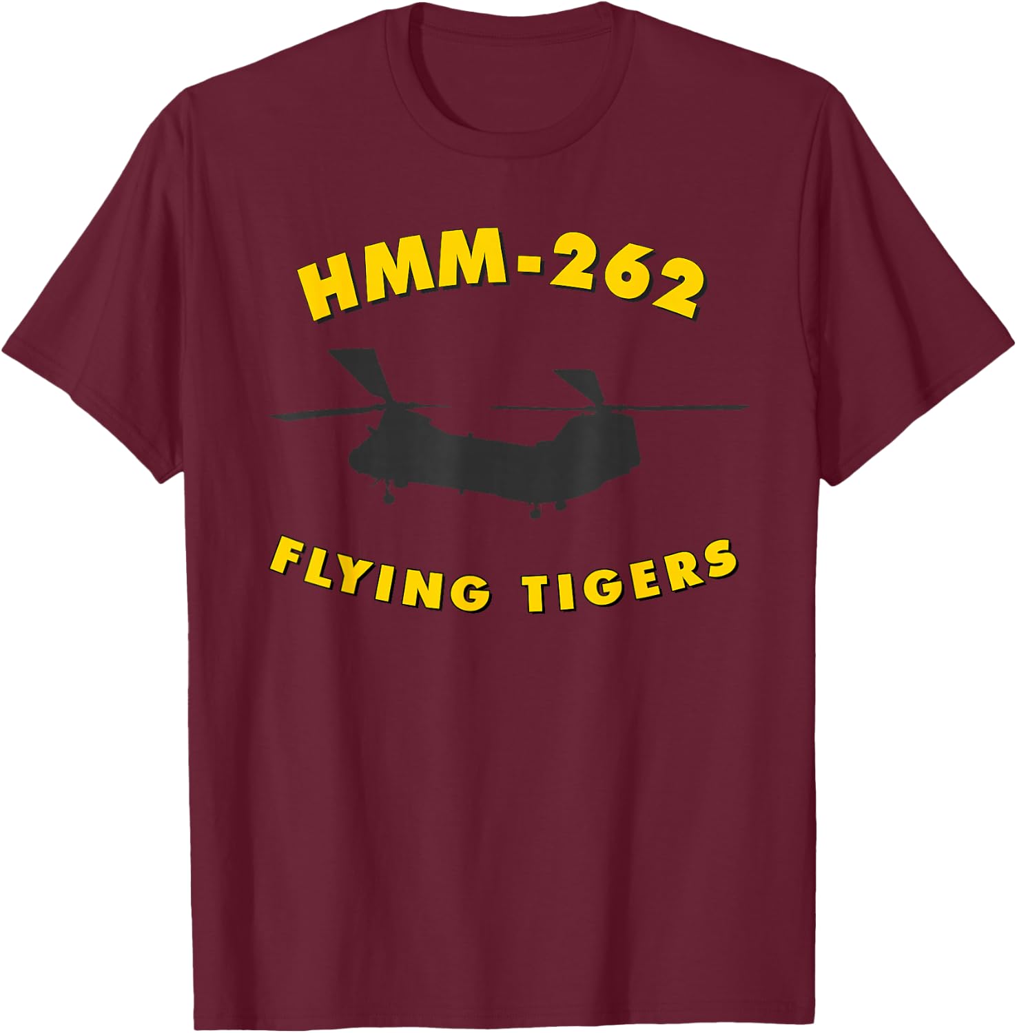 HMM-262 Helicopter Squadron CH-46 Sea Knight T-Shirt - T-Shirt | Maroon