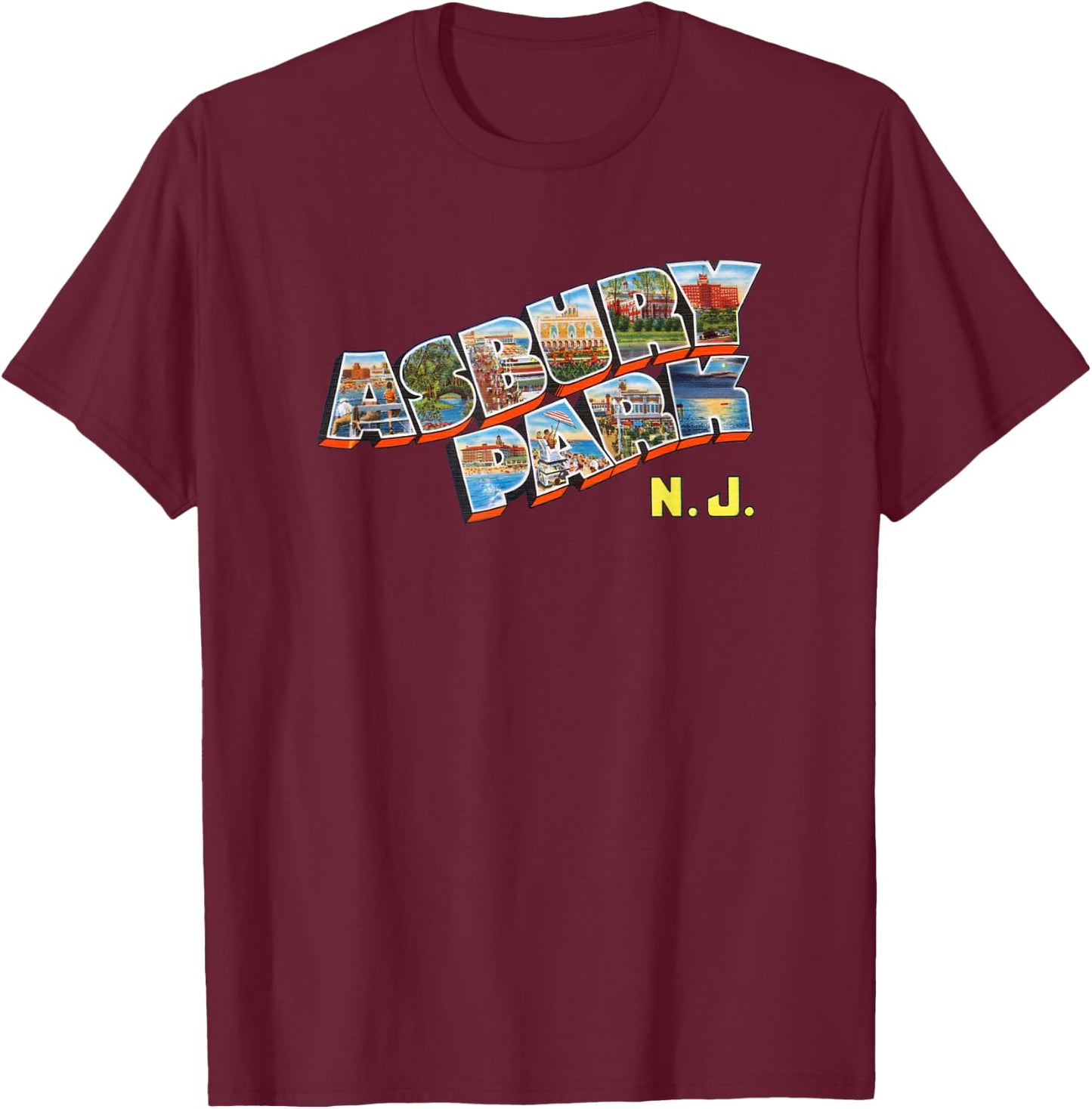 Asbury Park New Jersey Shirt NJ Retro Vintage T-Shirt - T-Shirt | Maroon