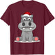 Hippopotamus Christmas | Happy Hippo Gift T-Shirt - T-Shirt | Maroon