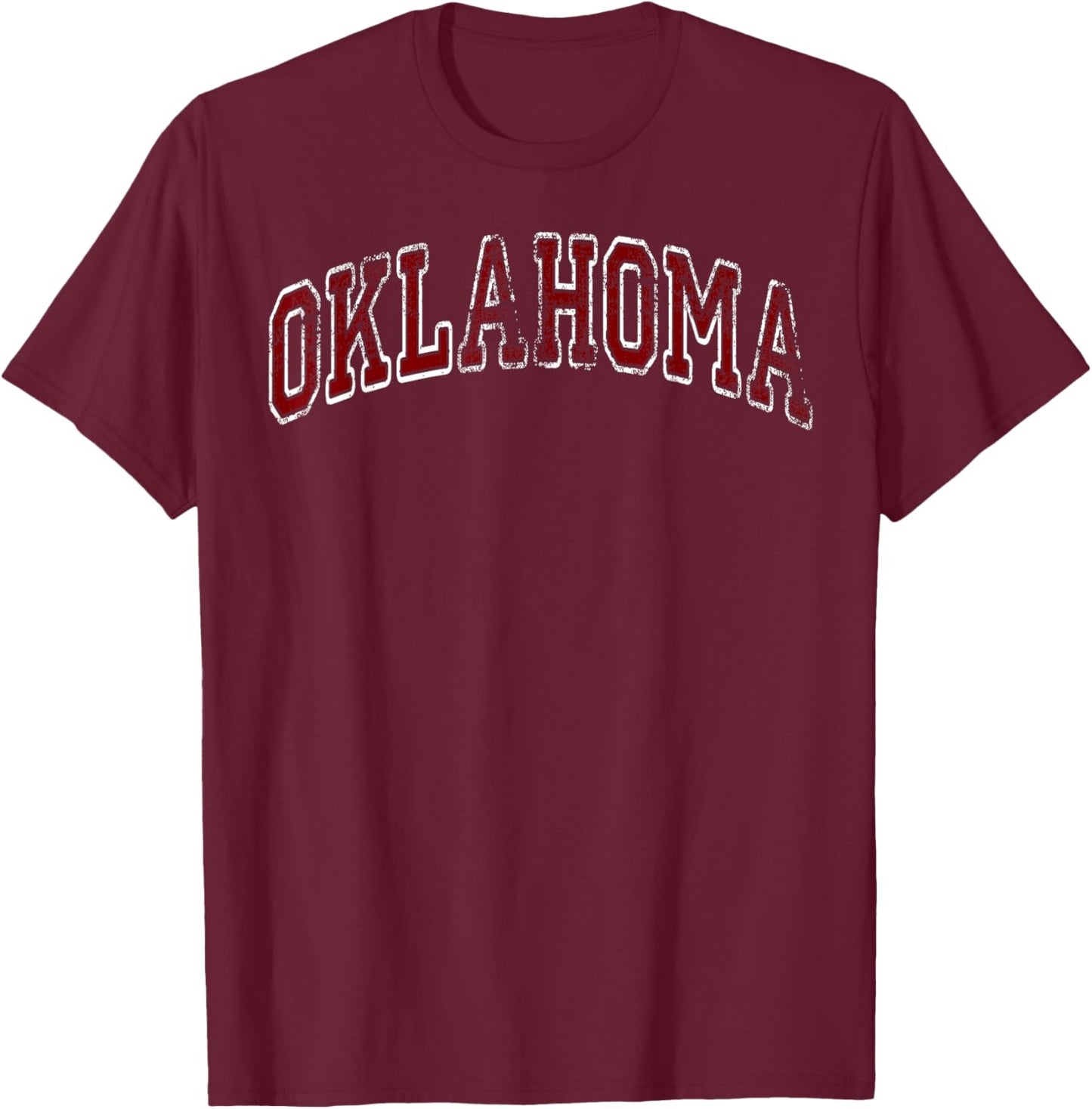 Oklahoma OK Vintage Varsity Red Text Girl Boy Men Women T-Shirt - T-Shirt | Maroon