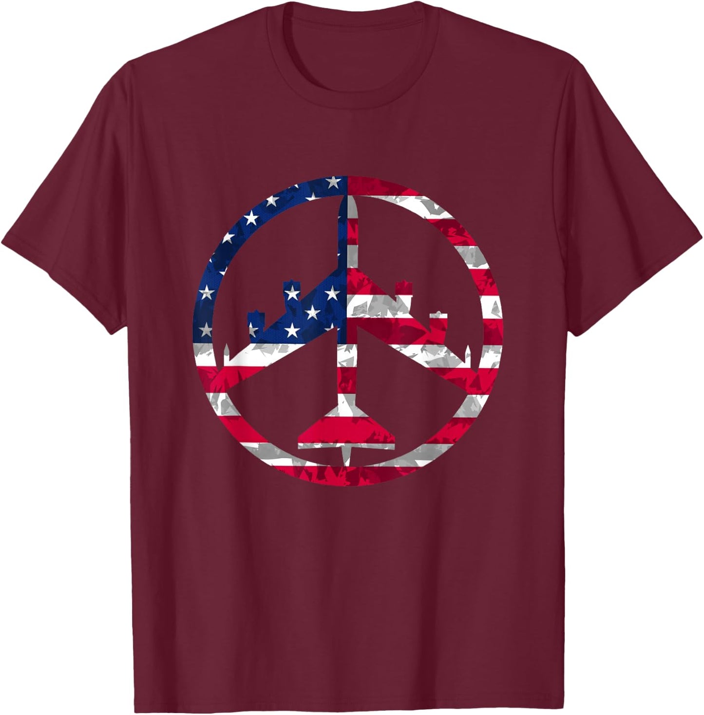 Peace Through Superior Firepower B-52 Bomber T shirt T-Shirt - T-Shirt | Maroon