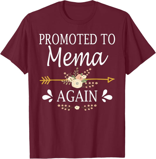 Promoted To Mema Again Shirt Mothers Day Gifts T-Shirt - T-Shirt | Maroon