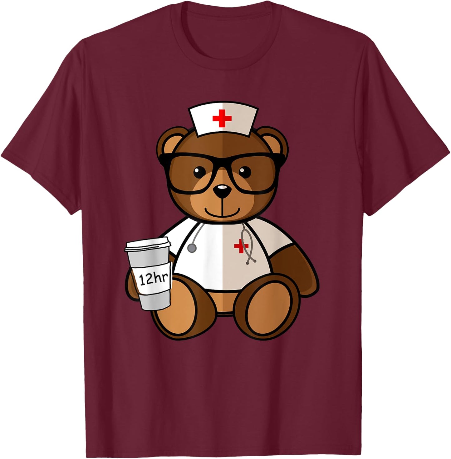 Teddy Bear Nurse Nursing for Valentine Day Gifts T-Shirt - T-Shirt | Maroon