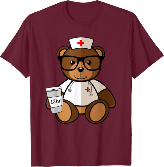 Teddy Bear Nurse Nursing for Valentine Day Gifts T-Shirt - T-Shirt | Maroon