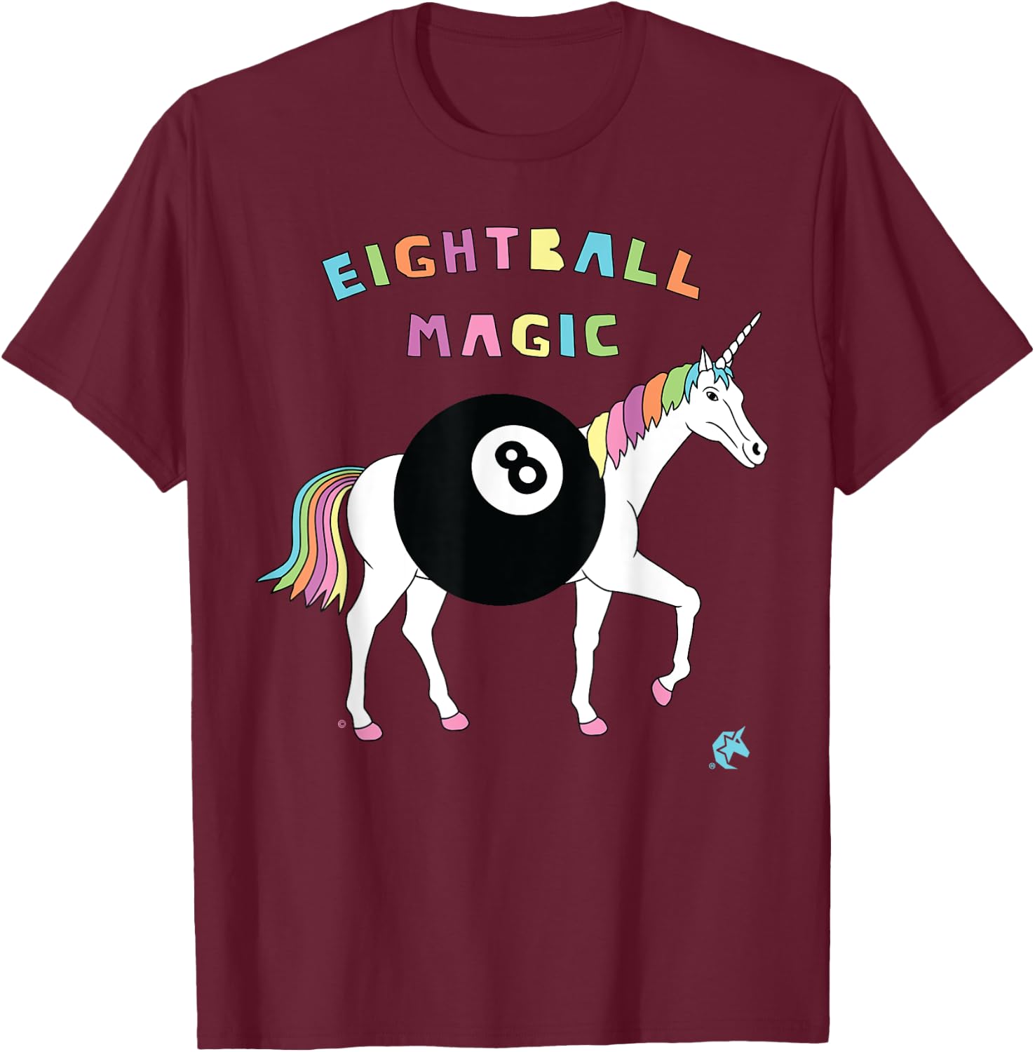 Eight ball Magic Unicorn T-Shirt - T-Shirt | Maroon