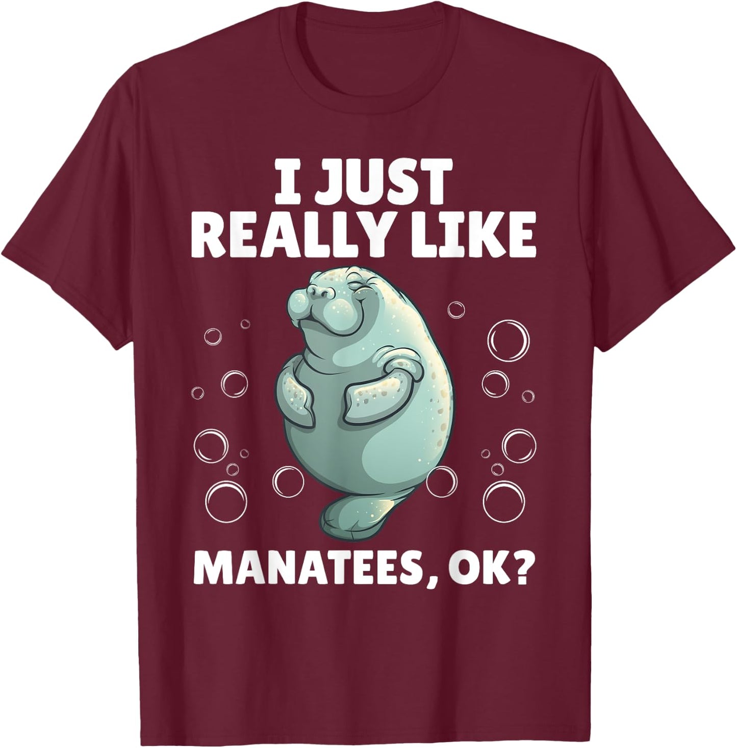 Funny Manatee Art Women Kids Sea Cow Manatee Lover T-Shirt - T-Shirt | Maroon