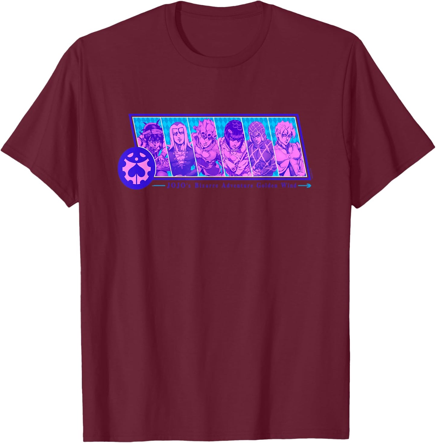 JoJo's Bizarre Adventure Group Crest Badge Anime T-Shirt - T-Shirt | Maroon