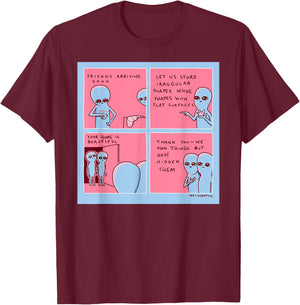 Threadless Nathan W. Pyle Strange Planet Own Things Graphic T-Shirt - T-Shirt | Maroon