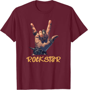 Rockstar Hand Sign Iconic Graphic Design T-Shirt - T-Shirt | Maroon