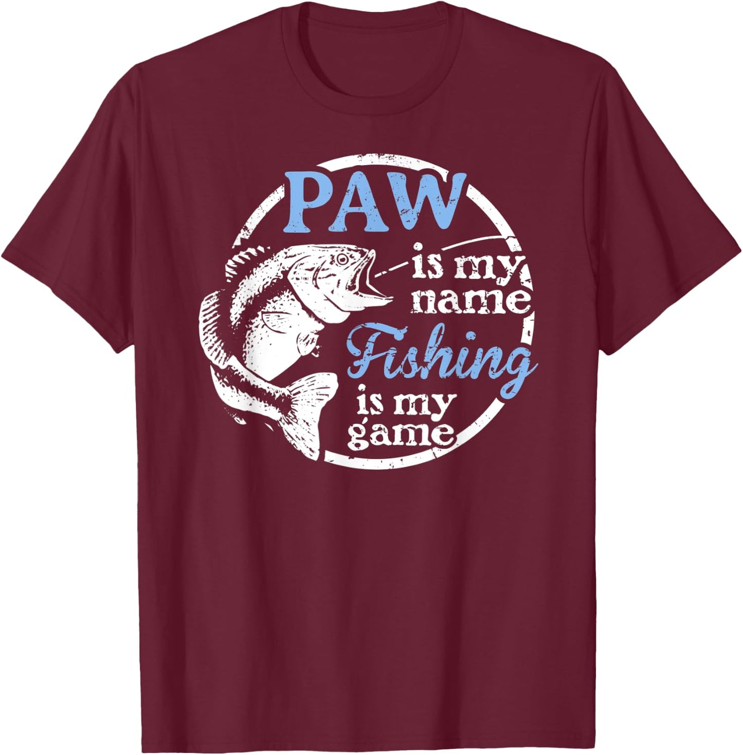 Fishing Paw Fathers Day Gift Dad fisherman T-Shirt - T-Shirt | Maroon