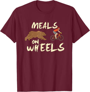 Meals on Wheels Cycling & Nature Design For Mountain Biker T-Shirt - T-Shirt | Maroon