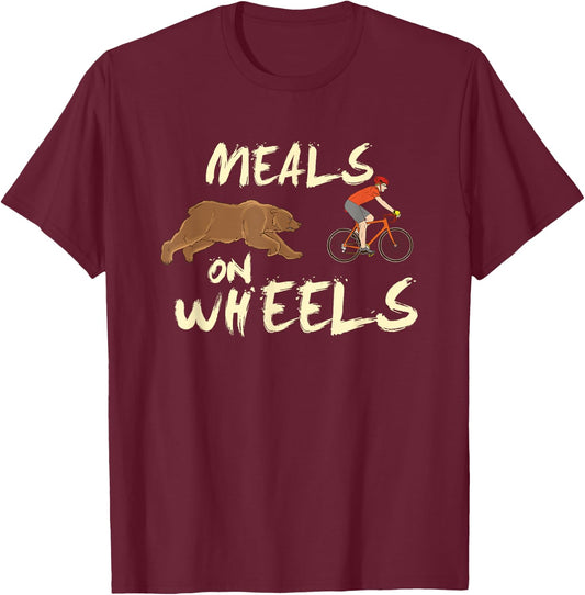 Meals on Wheels Cycling & Nature Design For Mountain Biker T-Shirt - T-Shirt | Maroon