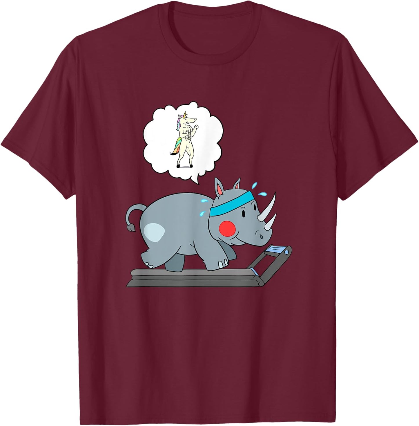 Rhino and Unicorn Cardio - Funny Running T-Shirt - T-Shirt | Maroon