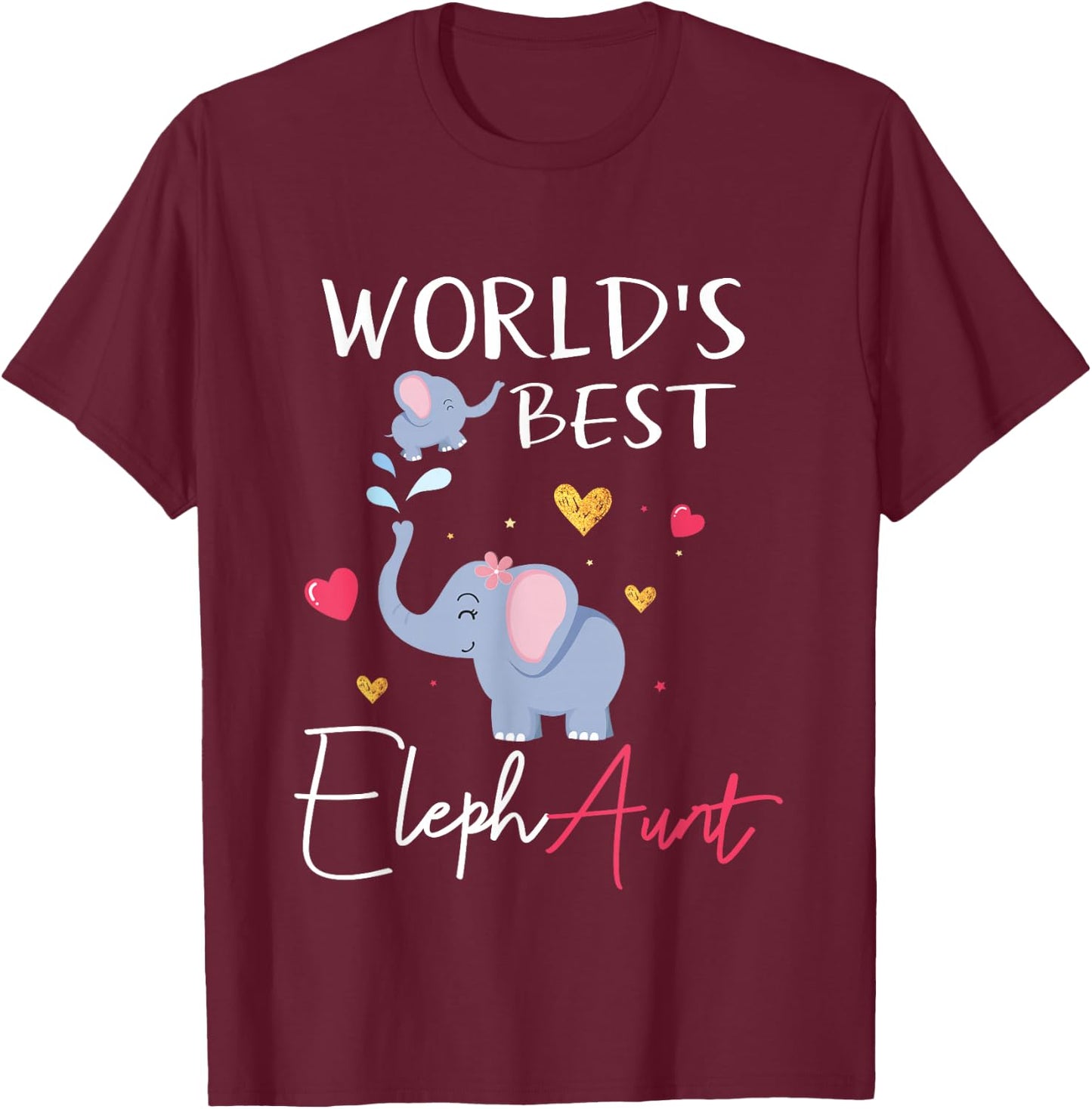 Worlds Best Aunt Elephant Aunt Elephaunt Crazy Aunt T-Shirt - T-Shirt | Maroon