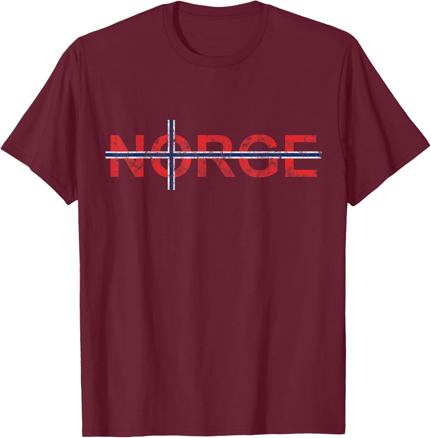 Norge Norway Norwegian Flag Nordic Cross Travel Europe T-Shirt - T-Shirt | Maroon