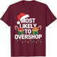 Most Likely To Overshop Family Christmas Funny Shopping T-Shirt - T-Shirt | Maroon
