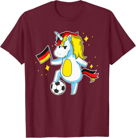 Soccer Unicorn German Jersey Design Germany Football Gift T-Shirt - T-Shirt | Maroon