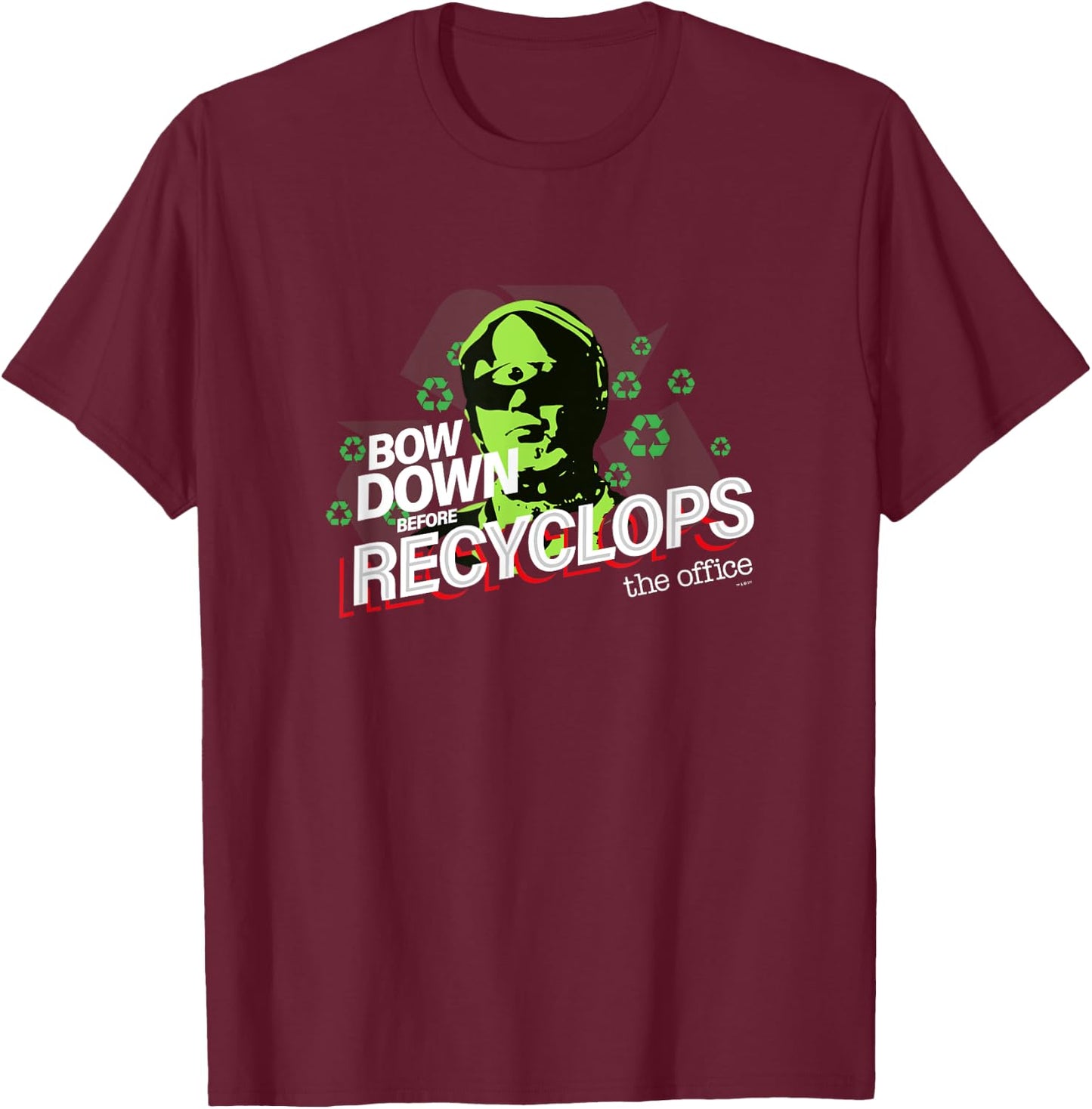 The Office Dwight Schrute Bow Down Before Recyclops T-Shirt - T-Shirt | Maroon