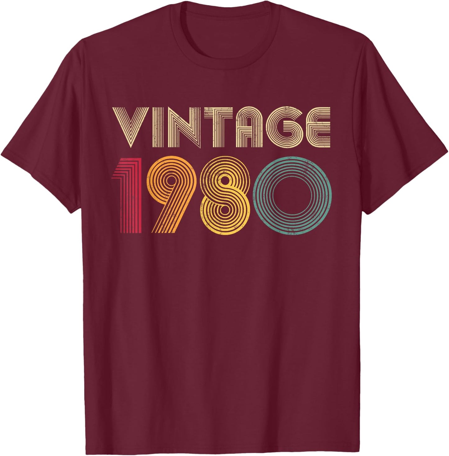 45th Birthday Gift Men 1980 45 Years Old Retro T-Shirt - T-Shirt | Maroon