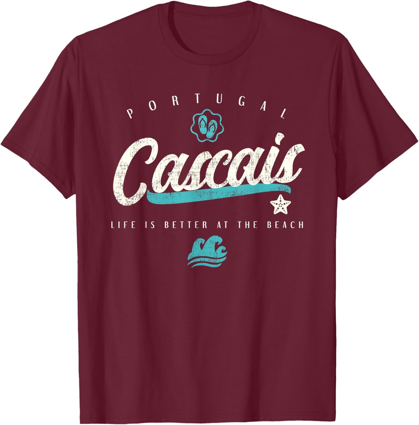 Cascais - Portugal Beach Men Women Kids T-Shirt - T-Shirt | Maroon
