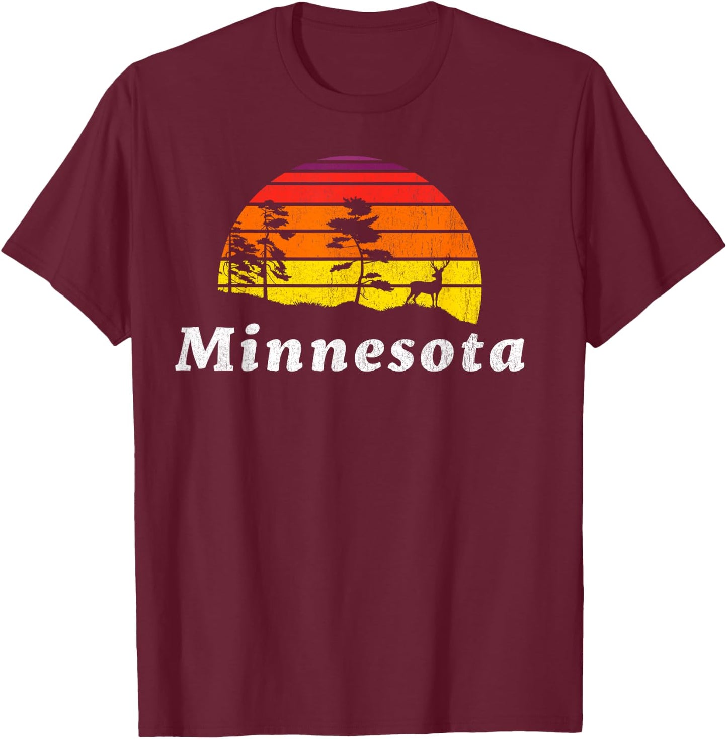 Vintage Minnesota Outdoors Retro 70s Nature T-Shirt - T-Shirt | Maroon