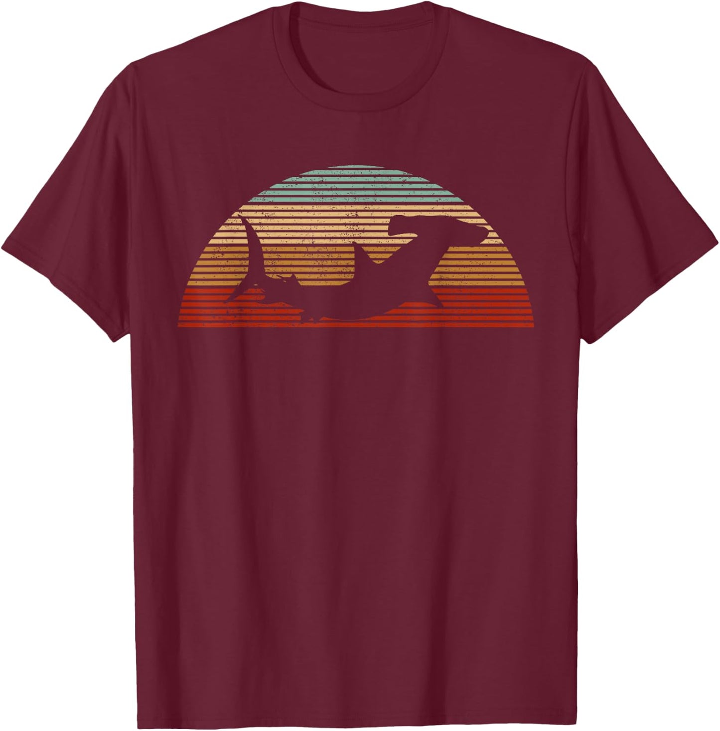 Hammerhead Shark Vintage Retro Fishing Gift T-Shirt - T-Shirt | Maroon