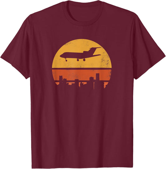 Retro Jet Airplane T-Shirt - T-Shirt | Maroon