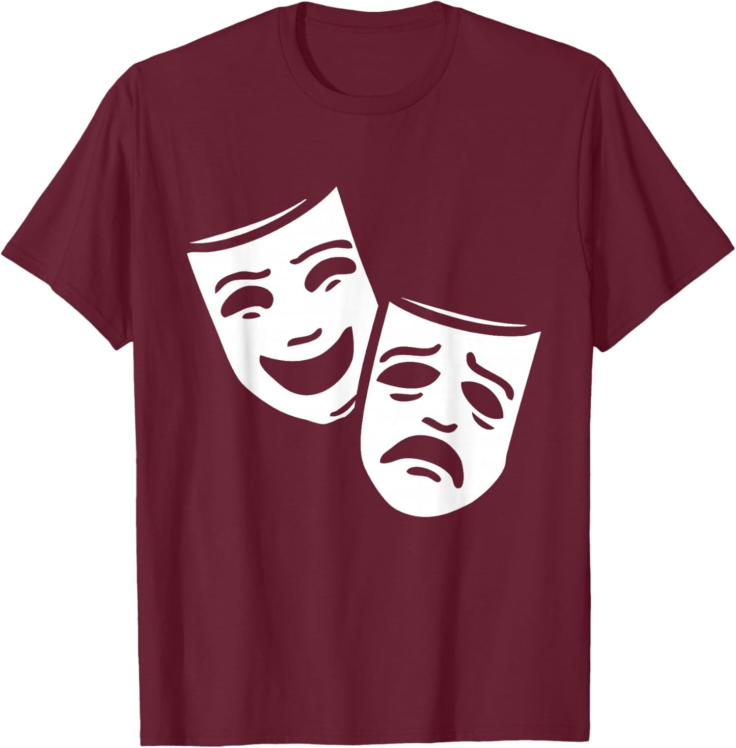 Comedy And Tragedy Greek Theater Masks T-Shirt - T-Shirt | Maroon