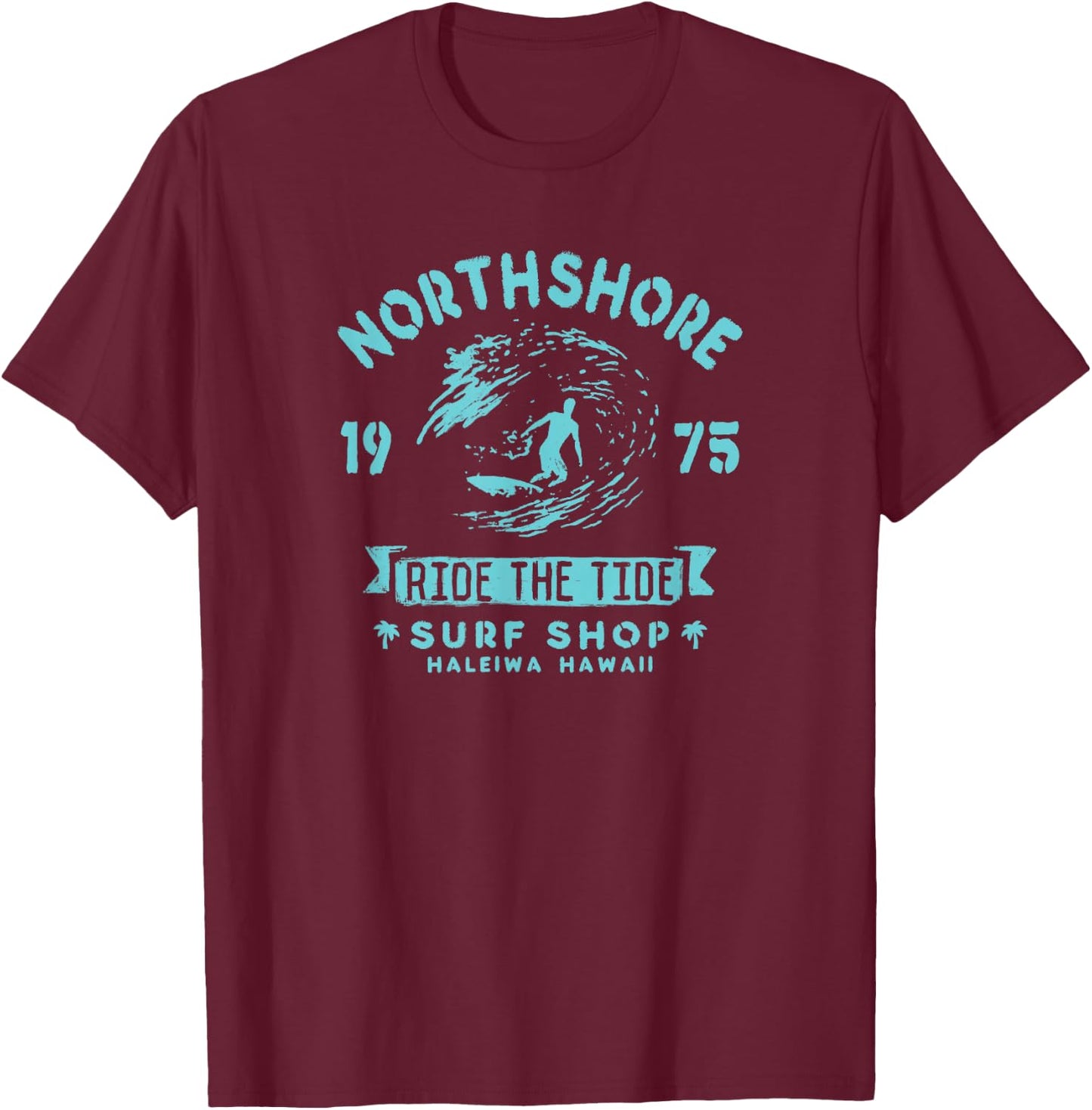 North Shore 1975 Surf Logo T-Shirt - T-Shirt | Maroon