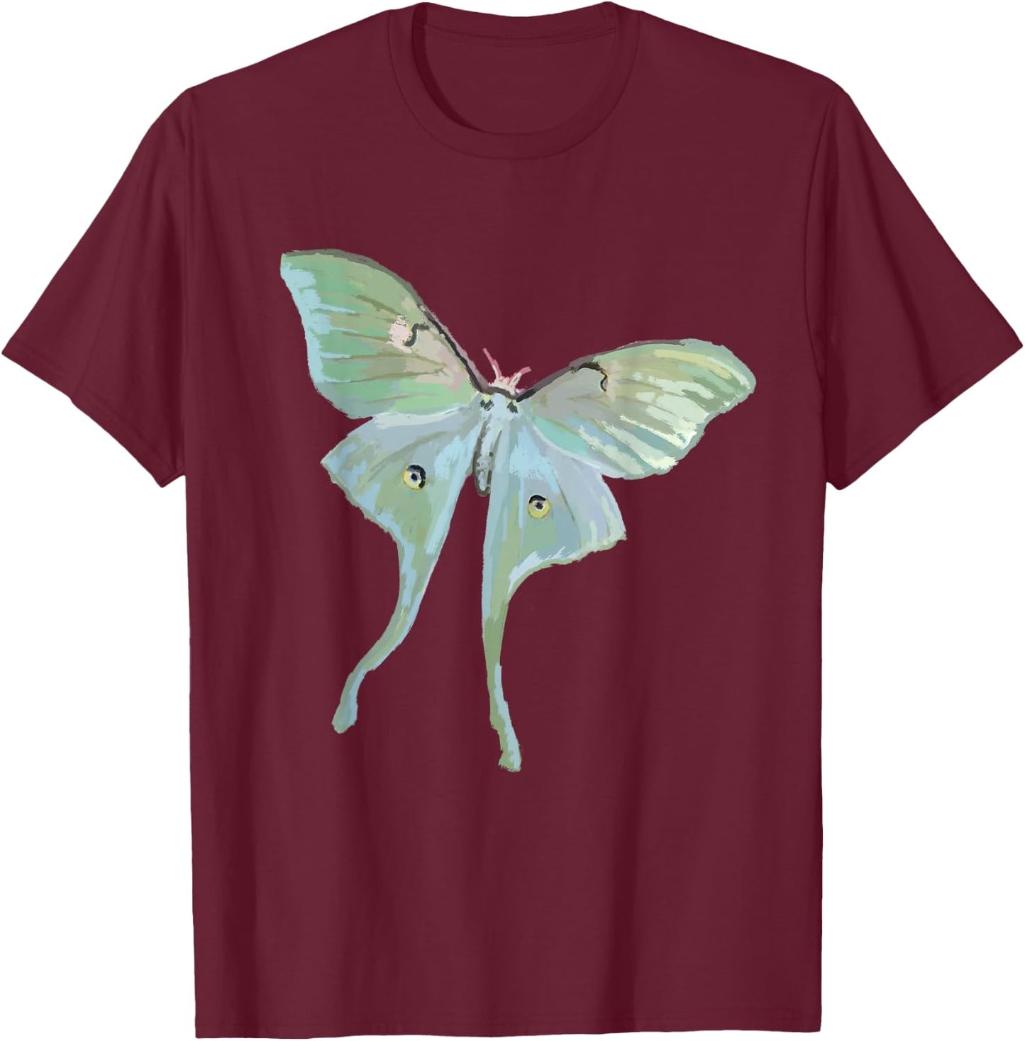 Moon Luna Moth T Shirt T-Shirt - T-Shirt | Maroon