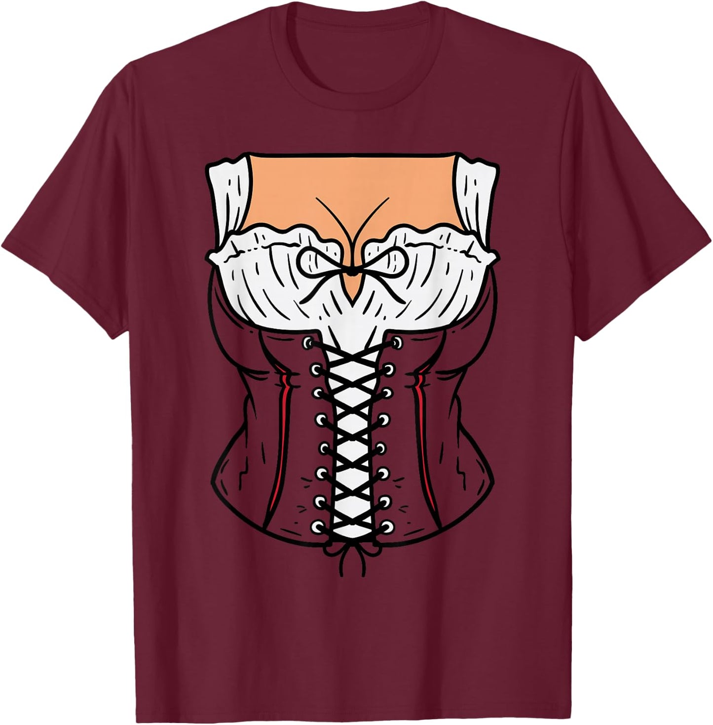 Dirndl Dress Costume DIY Easy Lazy Halloween Oktoberfest T-Shirt - T-Shirt | Maroon