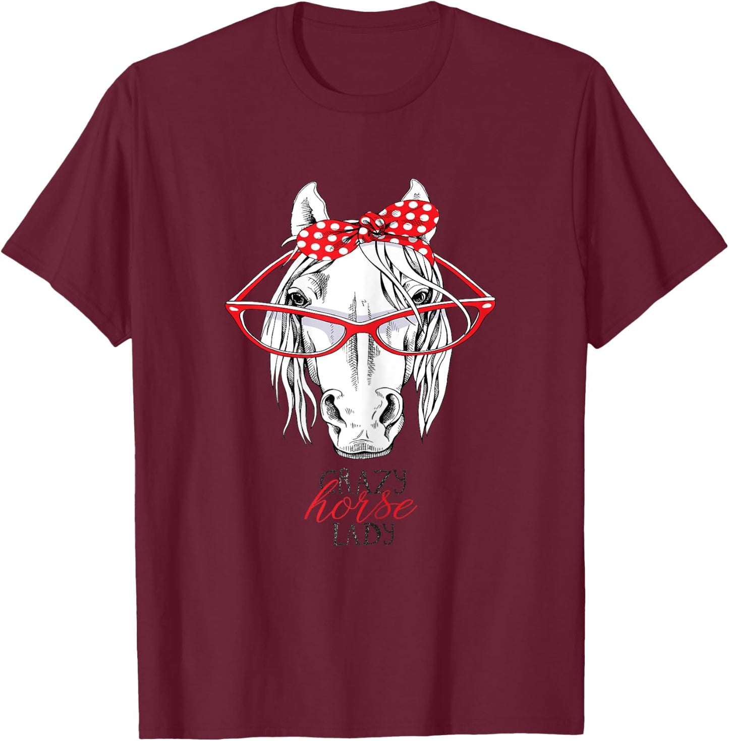 Crazy horse lady horse lover women Bandana Horseback Riding T-Shirt - T-Shirt | Maroon