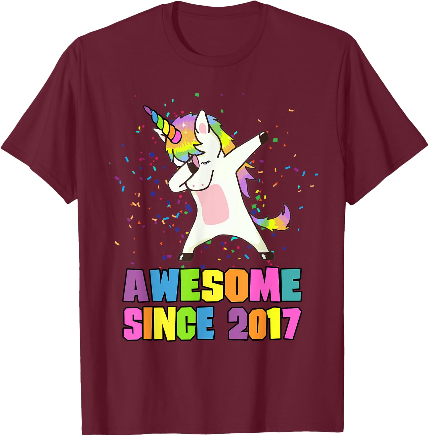 Awesome Since 2017 Unicorn T-Shirt - T-Shirt | Maroon