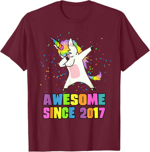 Awesome Since 2017 Unicorn T-Shirt - T-Shirt | Maroon