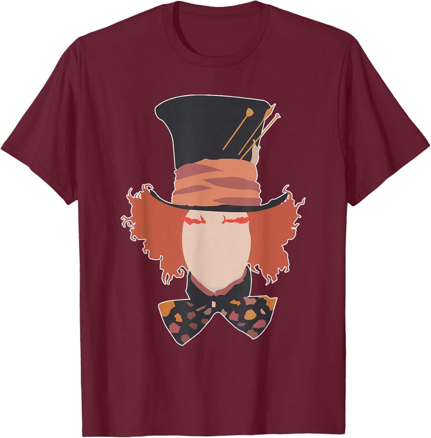 Mad Hatter Alice Minimalist We're All Mad Wonderland T-Shirt - T-Shirt | Maroon