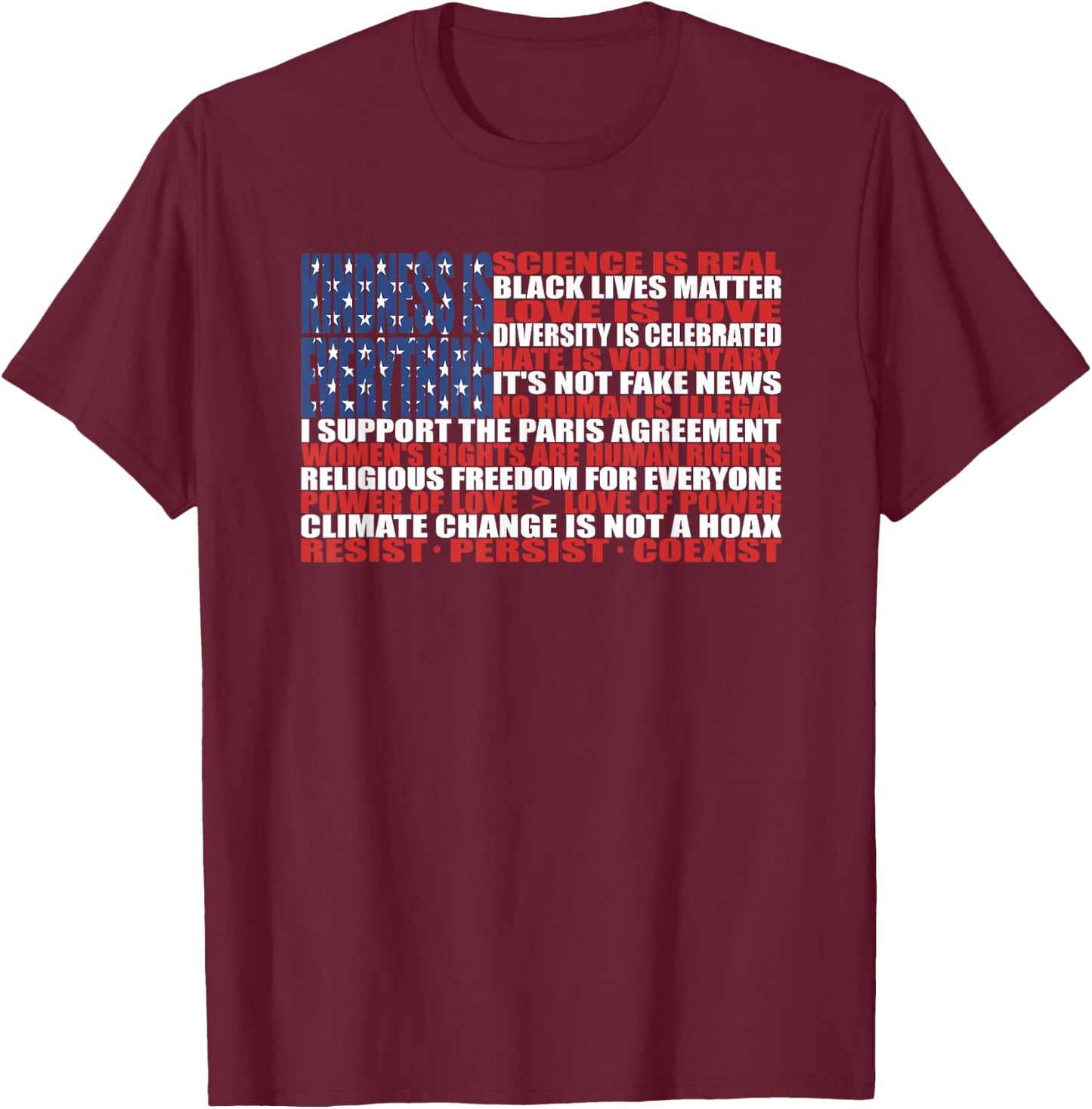 Political Protest American Flag - Stand United T-Shirt - T-Shirt | Maroon