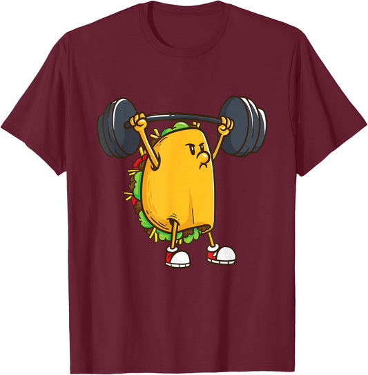 Funny Tacos Powerlifting Weightlifting Gym Workout Girls T-Shirt - T-Shirt | Maroon