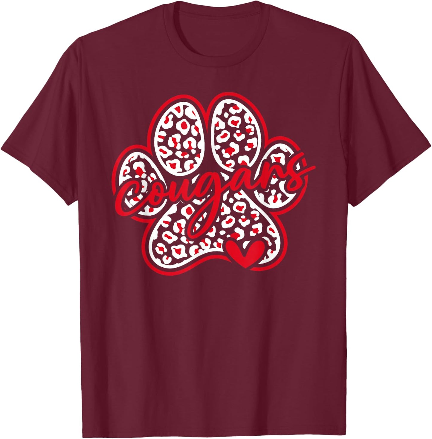 Vintage Cougars School Sports Team Spirit Back To School T-Shirt - T-Shirt | Maroon