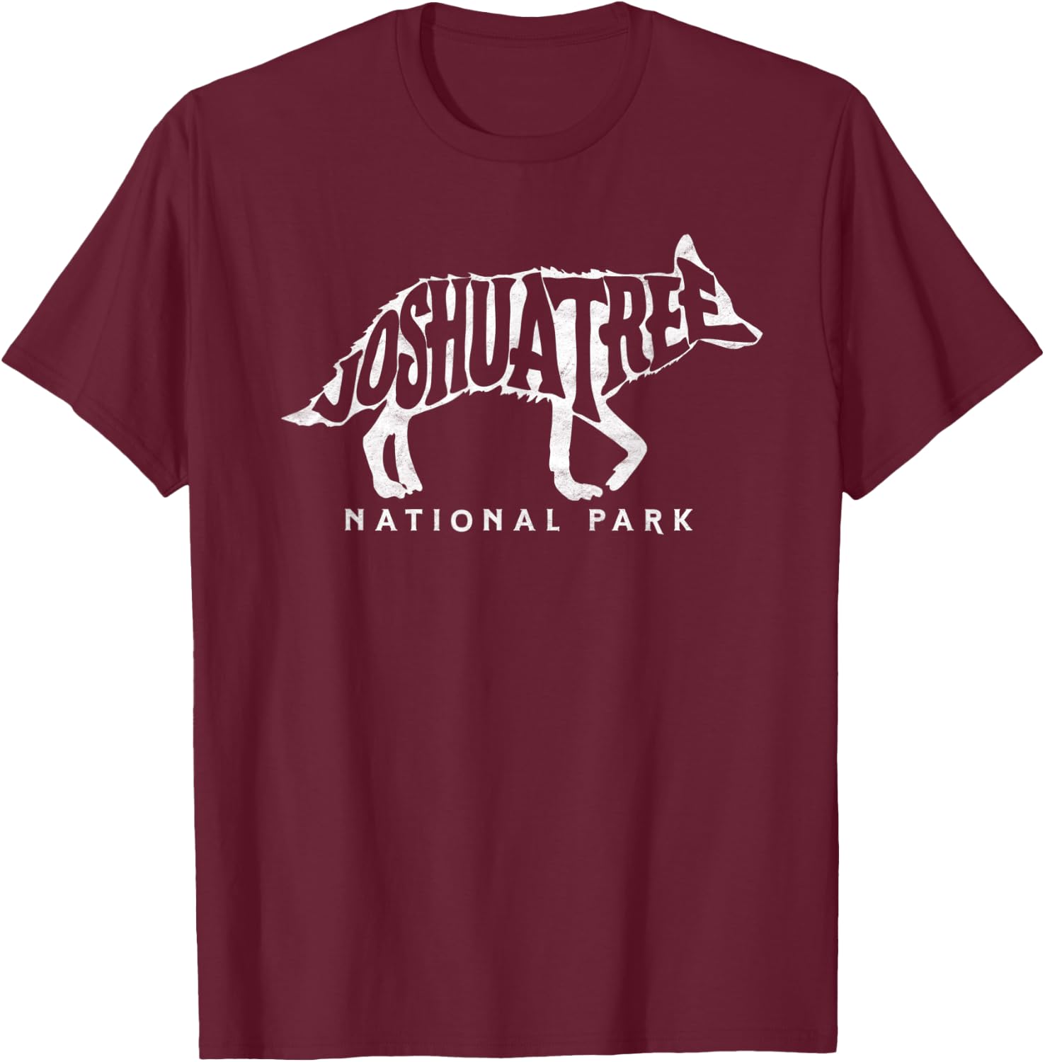 Joshua Tree National Park Minimalist Coyote Typography T-Shirt - T-Shirt | Maroon