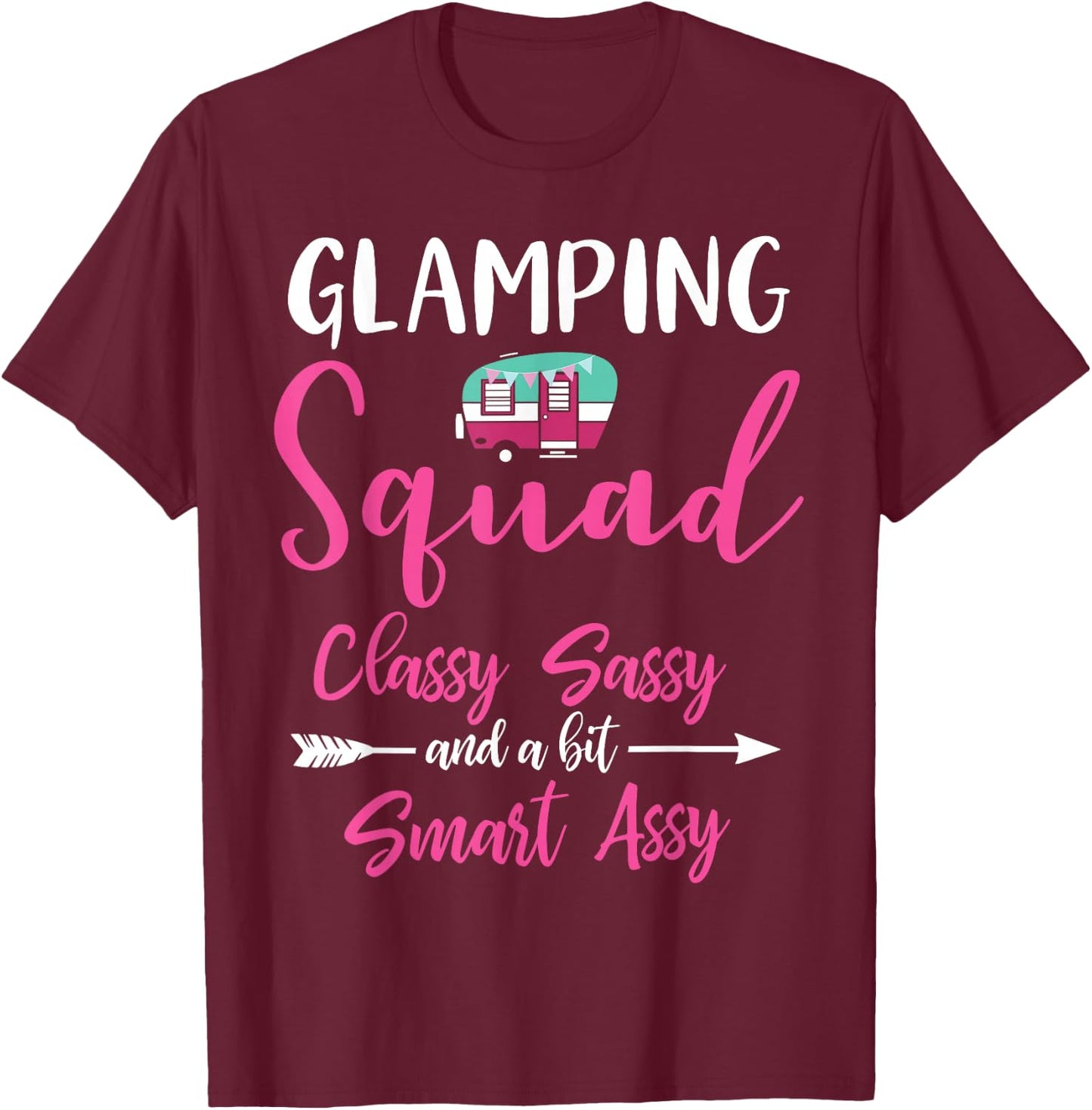 Glamping Squad Funny Matching Family Girls Camping Trip T-Shirt - T-Shirt | Maroon