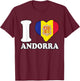 I Love Andorra Andorran Flag Heart Andorran Roots Andorra T-Shirt - T-Shirt | Maroon