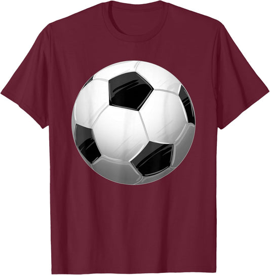 Black White Soccer Ball Cool Sports Football Player Gift T-Shirt - T-Shirt | Maroon