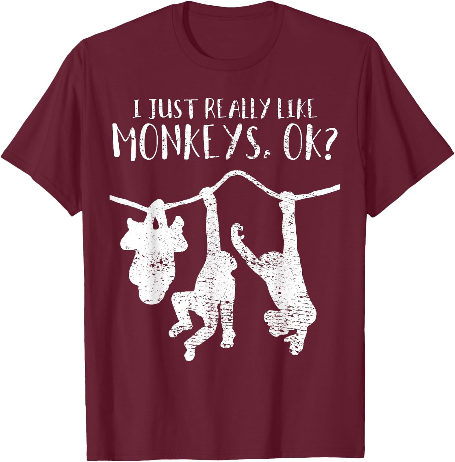 Monkeys Apes Chimps Funny Zoo Vintage Gift T-Shirt - T-Shirt | Maroon