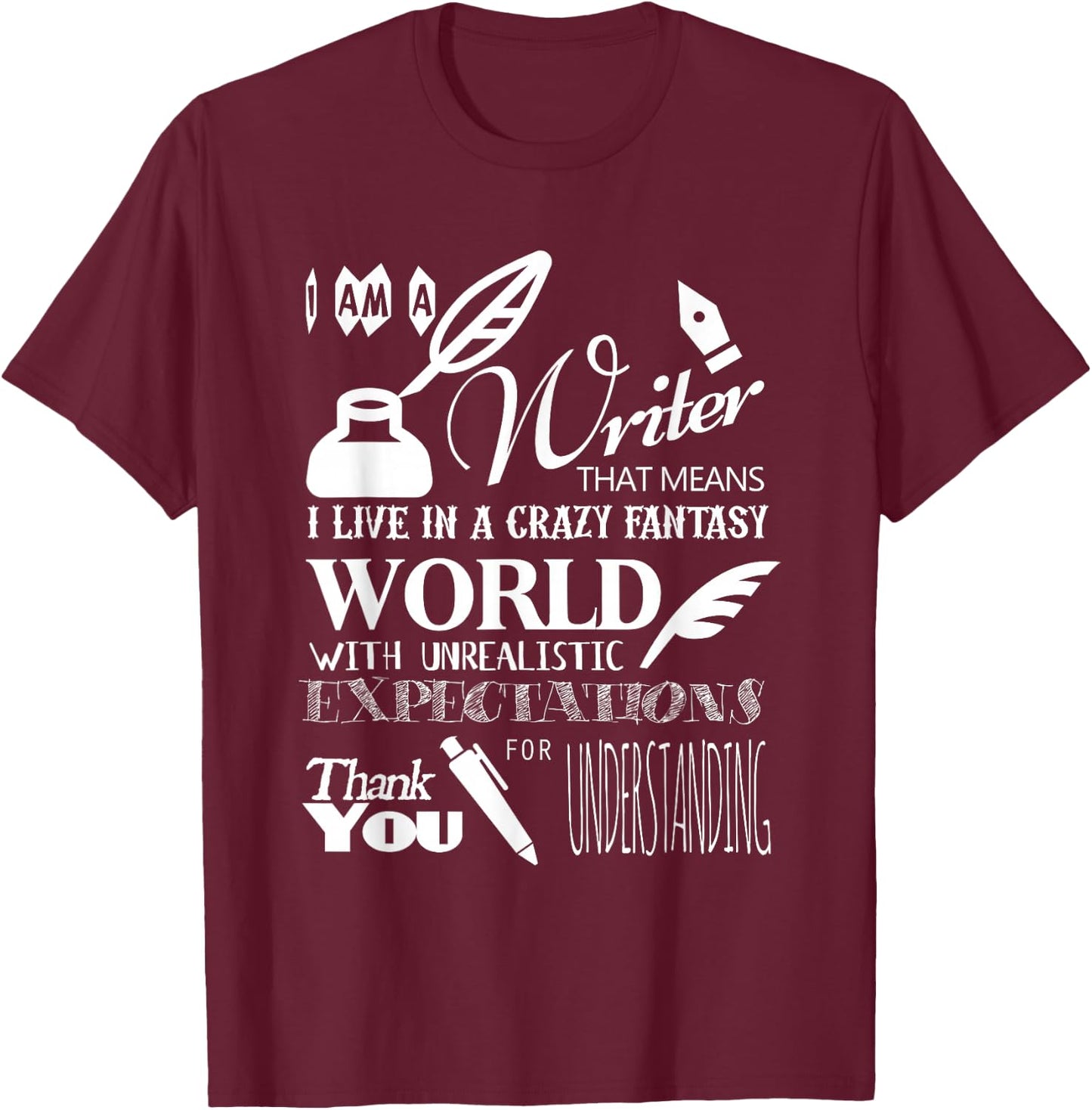 with German Text "Ich bin ein Schriftsteller, der ... Schreiber T-Shirt - T-Shirt | Maroon