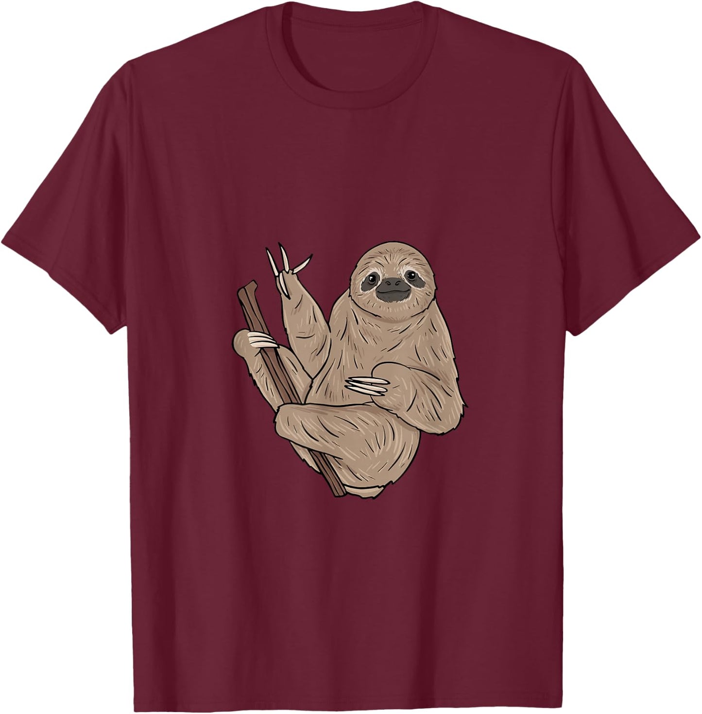 ILY Sloth ASL Hand Gesture Deaf Hearing Loss Awareness T-Shirt - T-Shirt | Maroon