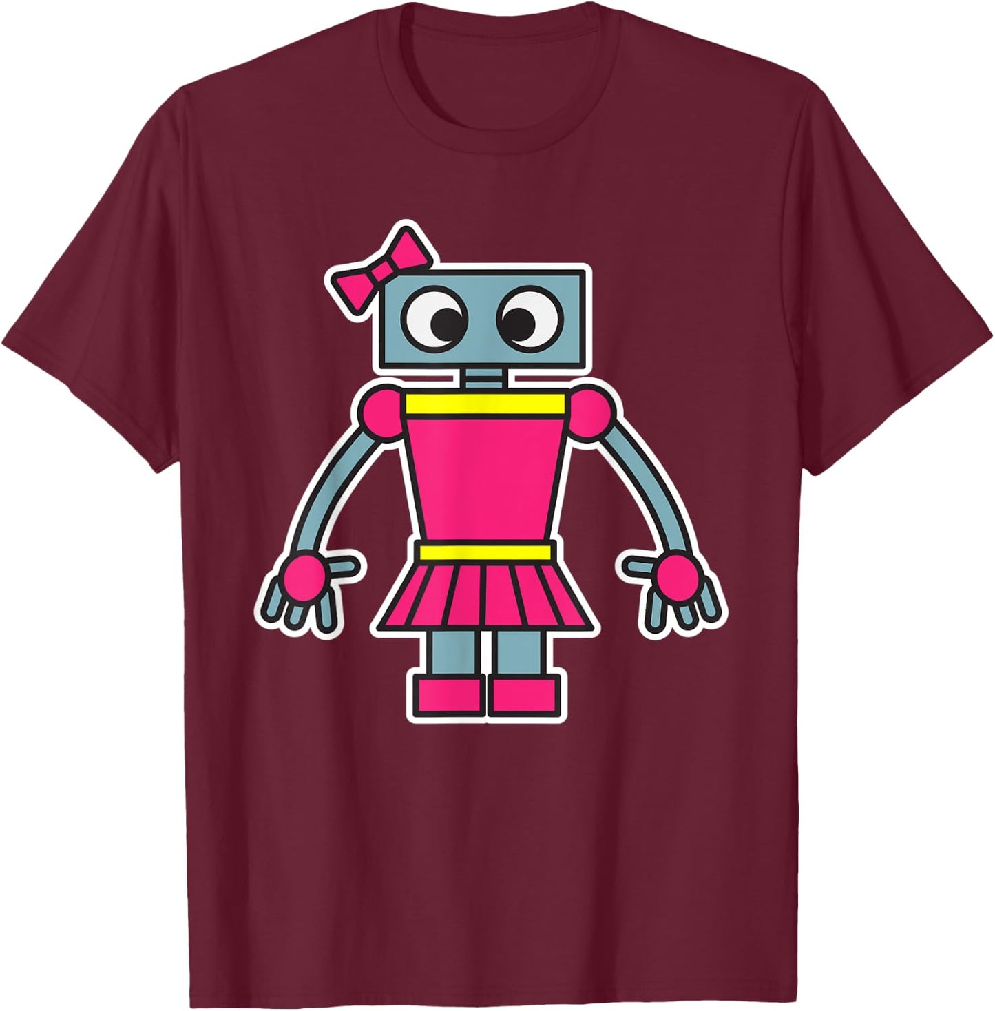 Robot Girl Fun Cute Dress Girly Robots Robotics Engineer T-Shirt - T-Shirt | Maroon