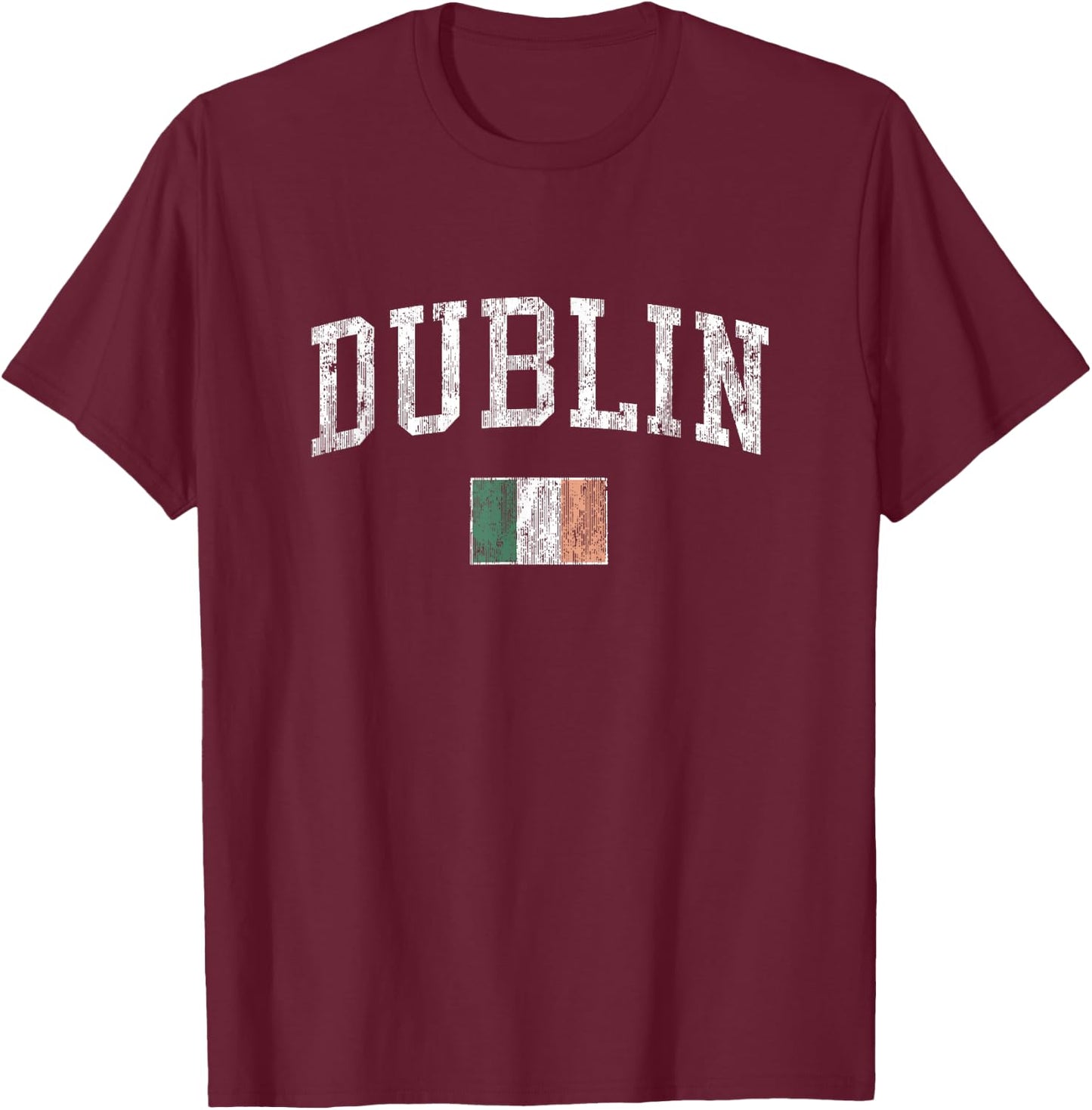 Dublin Ireland Vintage Sports Design Irish Flag T-Shirt - T-Shirt | Maroon